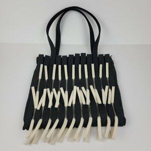 Handweberei Rosenwinkel of Germany Black and White Wool Felt Handbag Tote Purse
